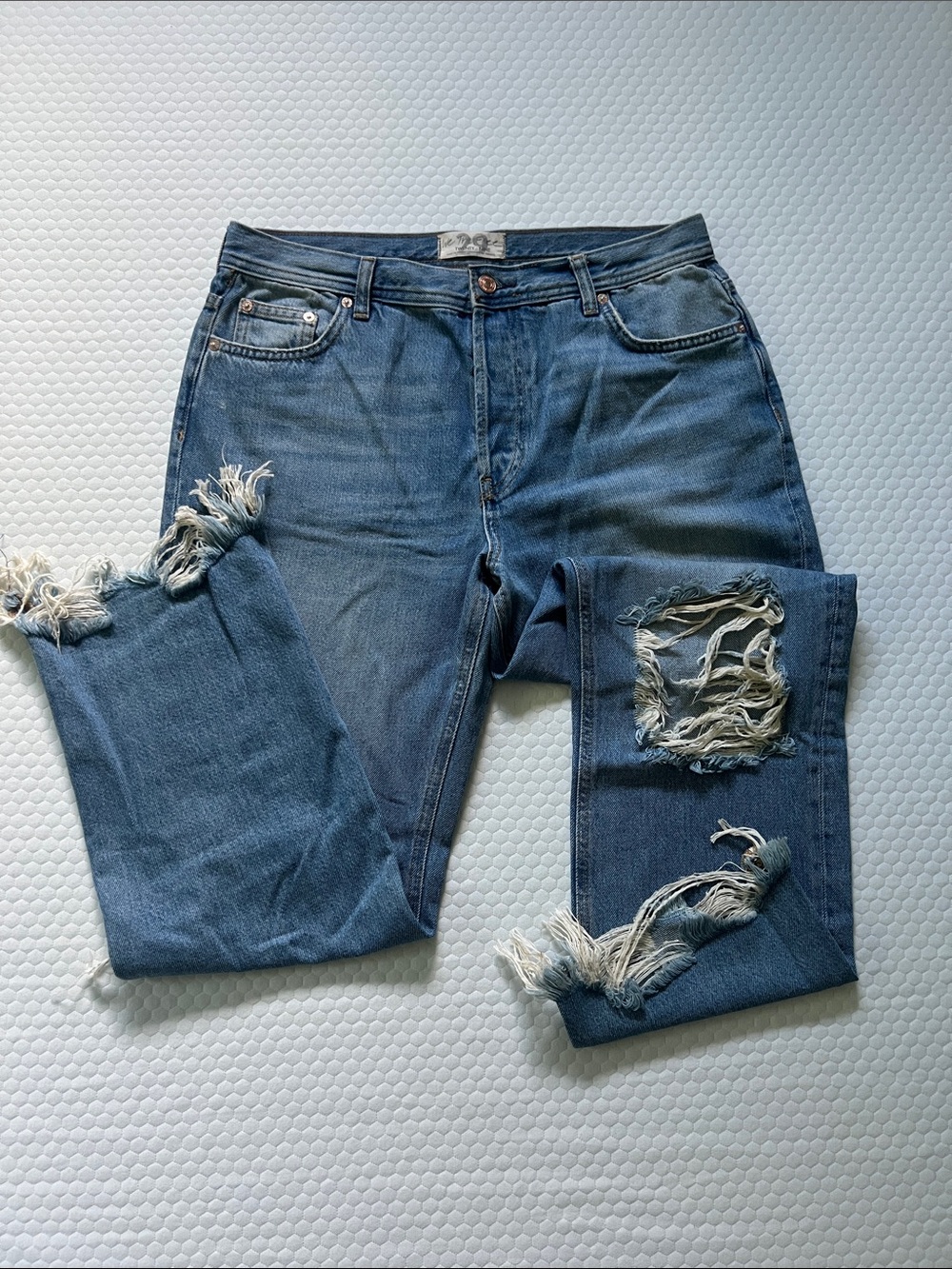 We The Free Distressed Blue Straight Jeans